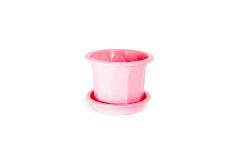 Пластиковий горщик для квітів "Тюльпан" 0,4л (малий низький) рожевий