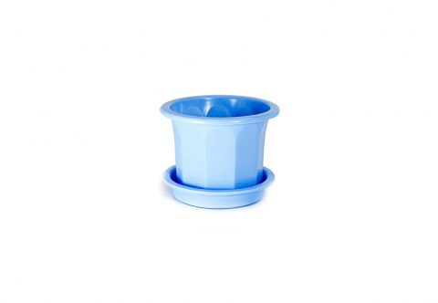 Пластиковий горщик для квітів "Тюльпан" 0,4л (малий низький) блакитний